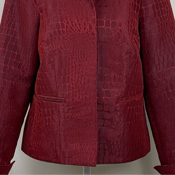 Anthropologie 3 Sisters Maroon & Red Alligator Embossed Print Jacket NWOT Size M - Picture 4 of 13